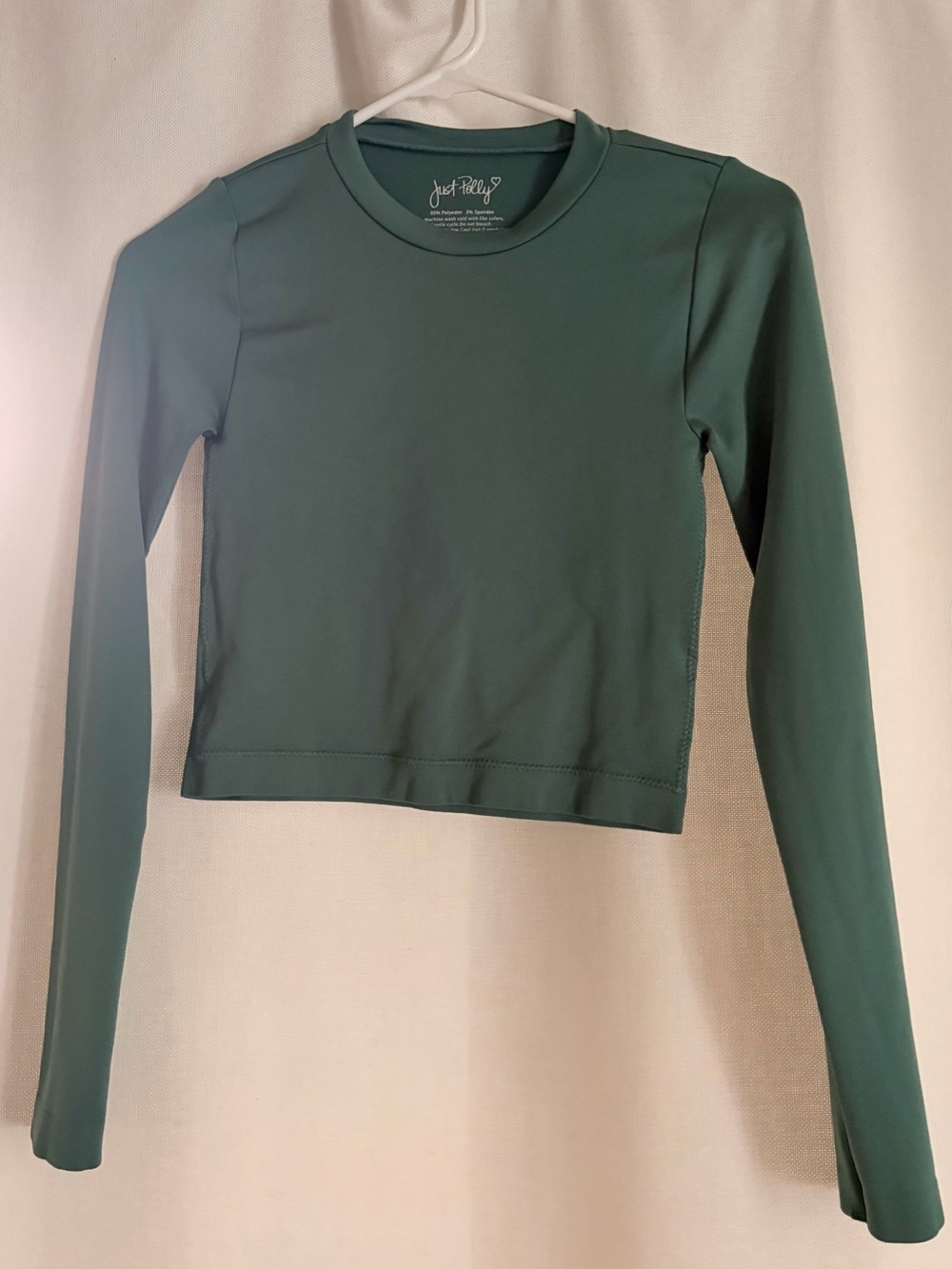 Just Polly Green Long Sleeve Crop Top